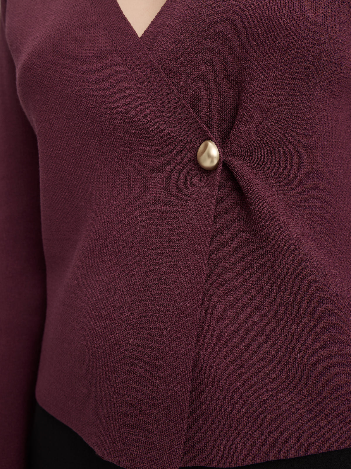 Long-Sleeve V-Neck Wrap Sweater