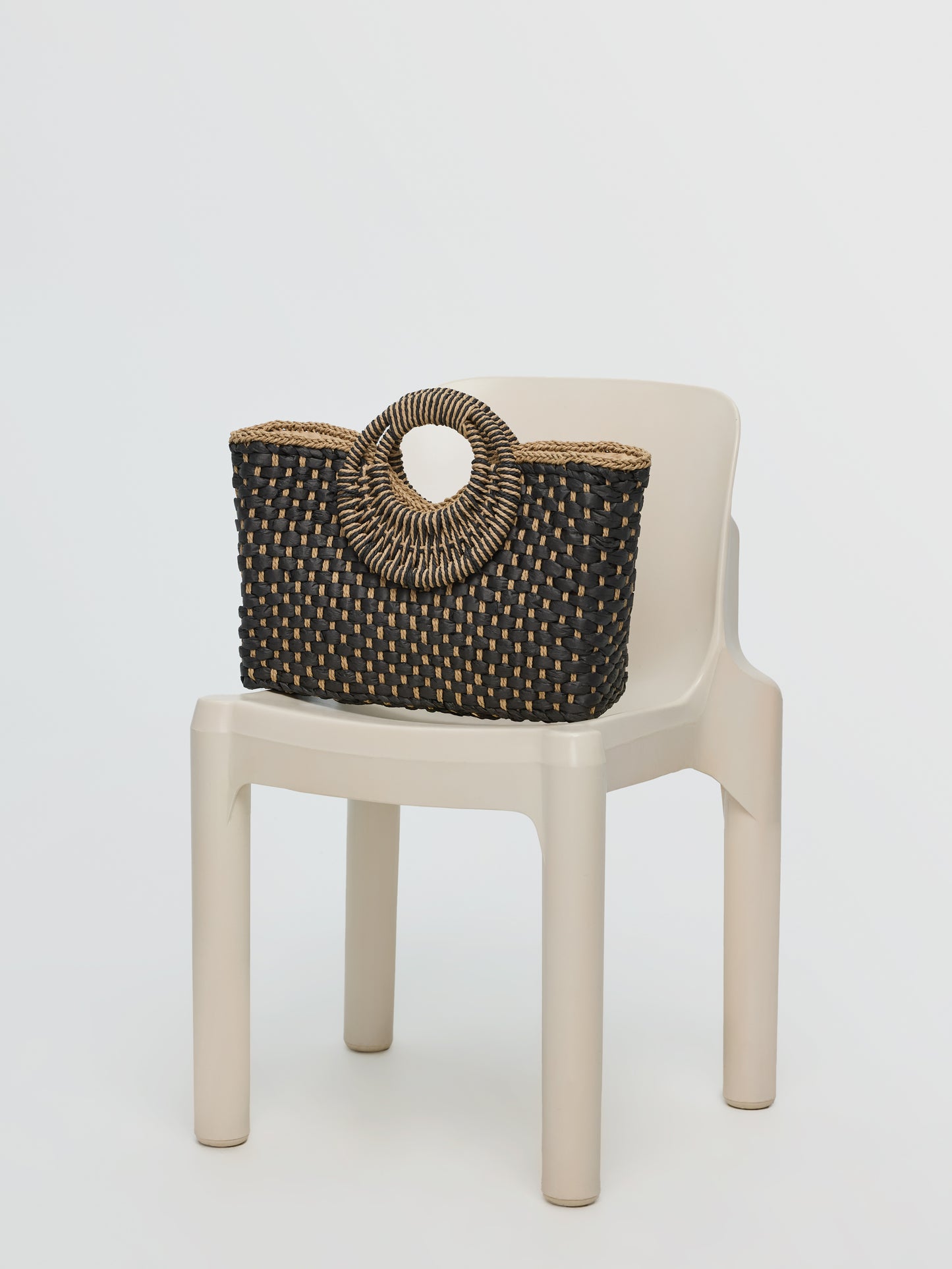 Two-Tone Straw Bag