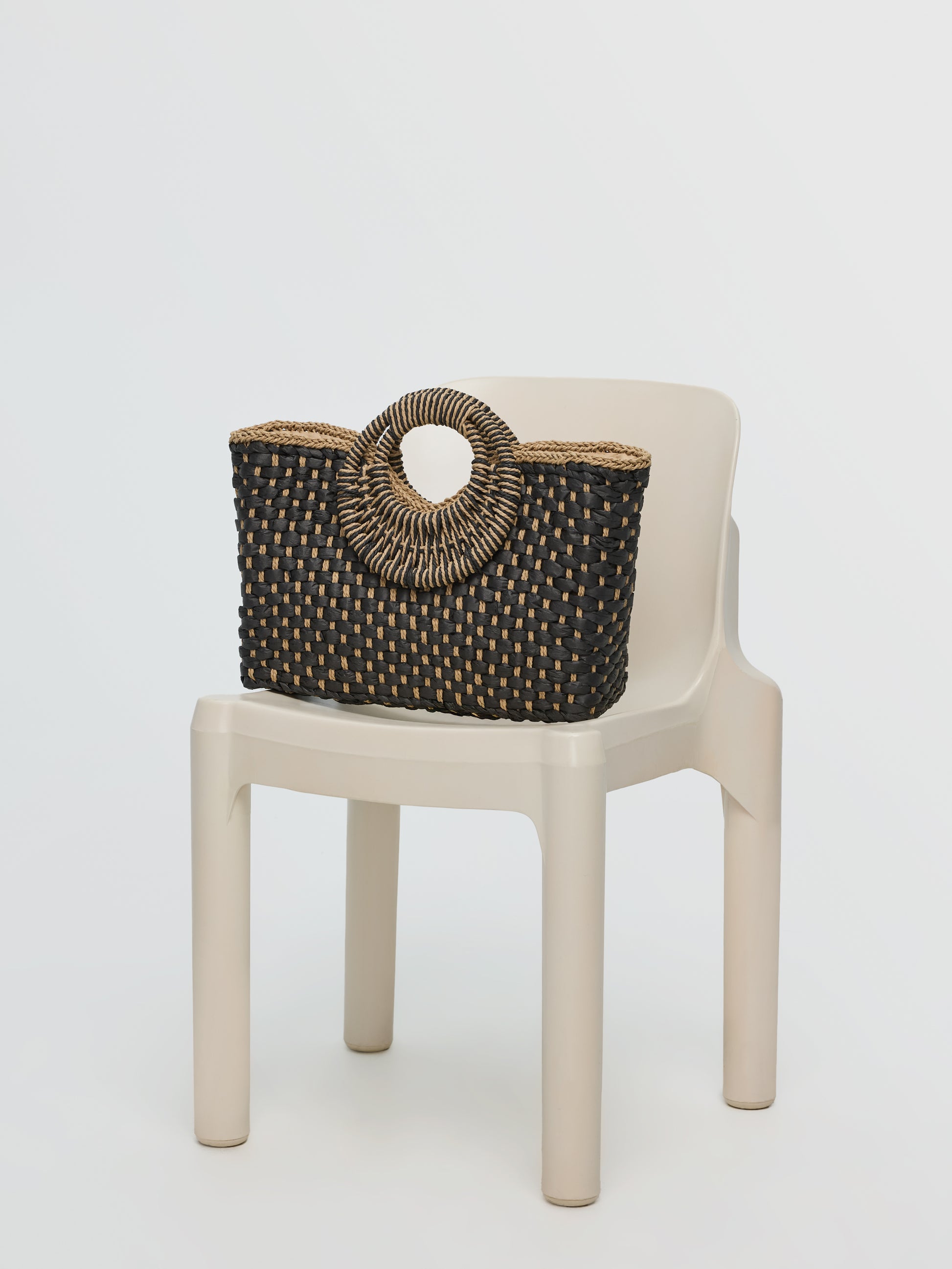 Two-Tone Straw Bag