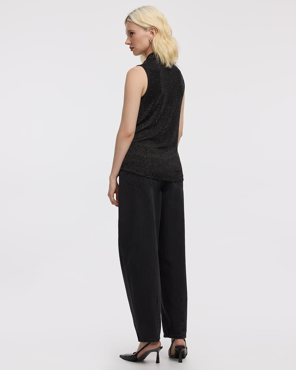 Sleeveless V-Neck Shimmery Top