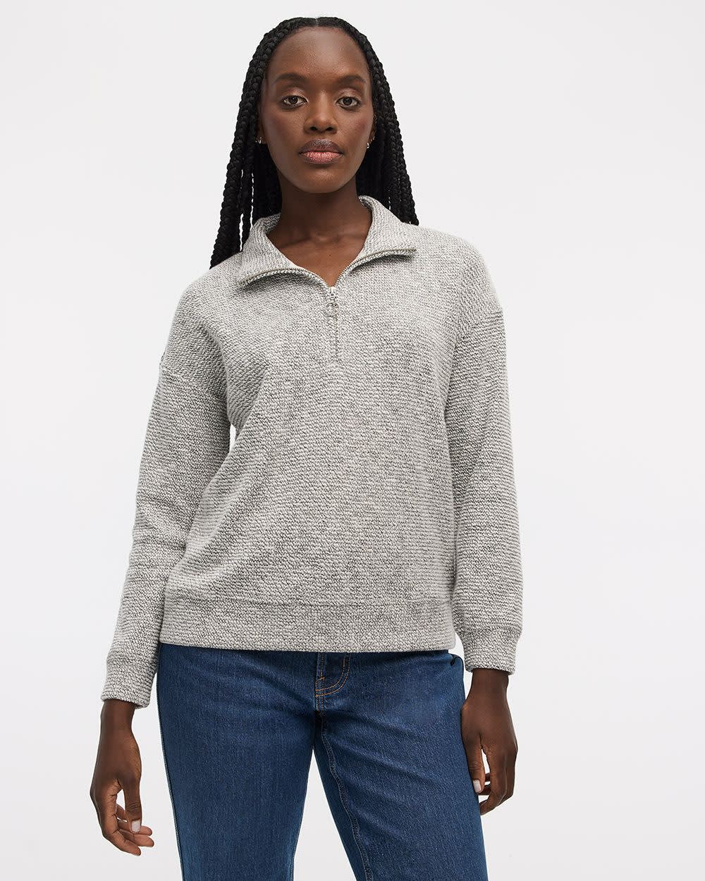 Long-Sleeve Mock-Neck Top with Half Zip | Regular | Reitmans
