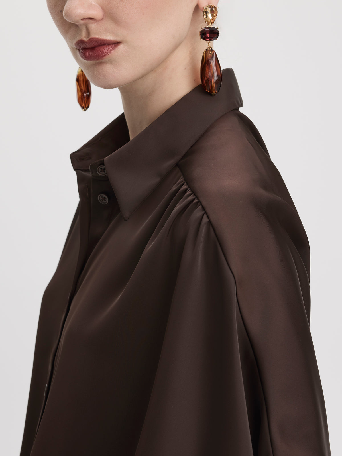 Short-Sleeve Blouse with Shirt Collar