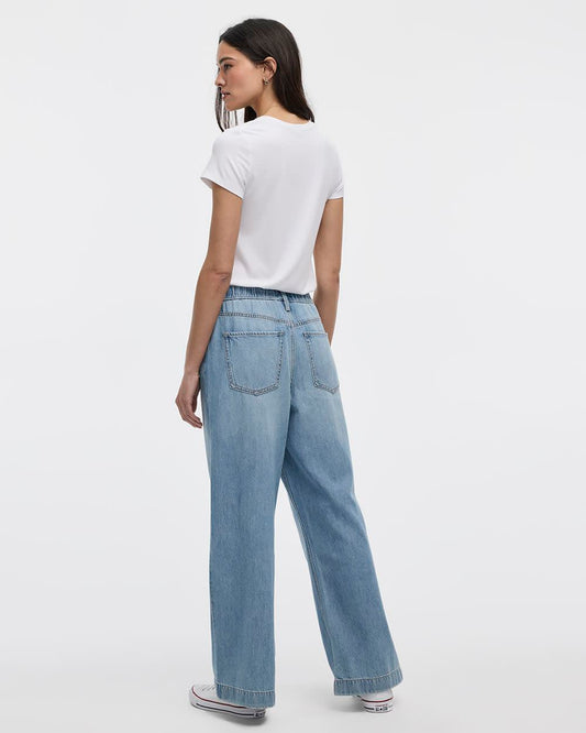 Wide-Leg Mid-Rise Jean with Drawstring