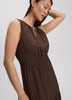 Sleeveless Split-Neck Midi Dress