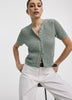 Short-Sleeve Crew-Neck Cardigan with Pointelle Stitches