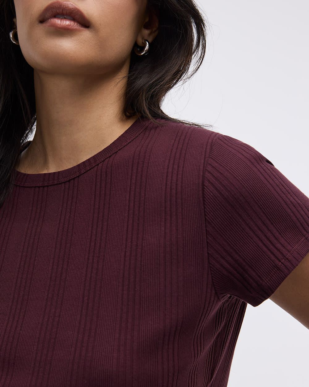 Fitted Crew-Neck Ribbed T-Shirt