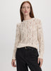 Long-Sleeve Crew-Neck Sweater with Open Stitches