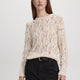 Long-Sleeve Crew-Neck Sweater with Open Stitches