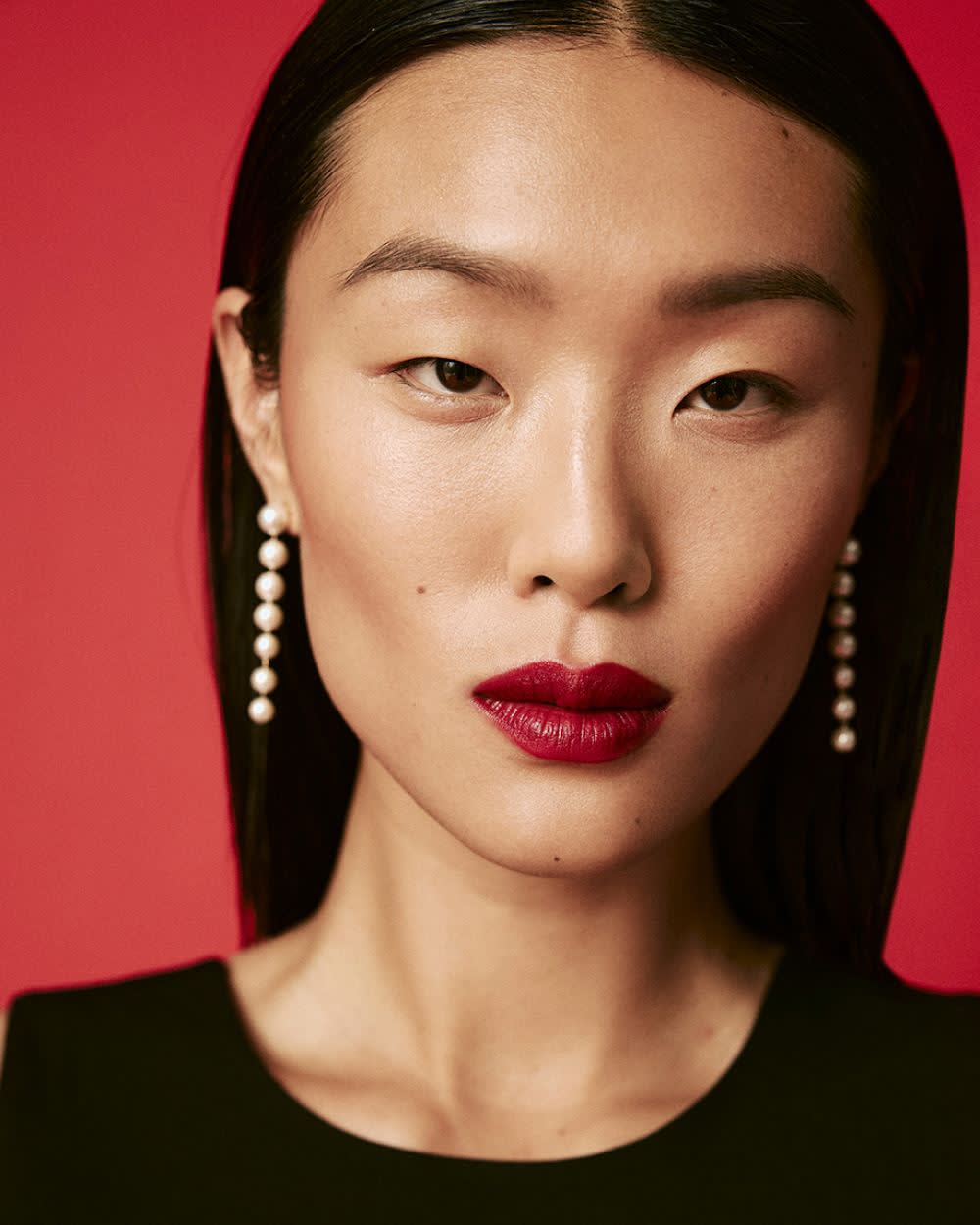 Boucles d'oreilles à pendentif linéaire en perles