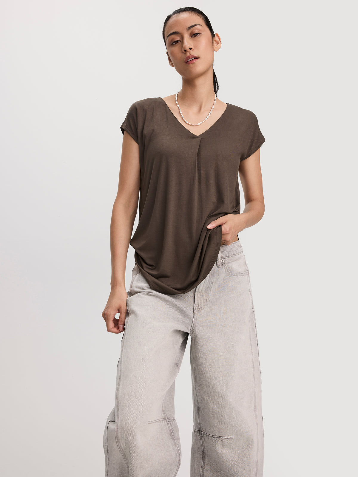 Extended-Sleeve V-Neck Tunic