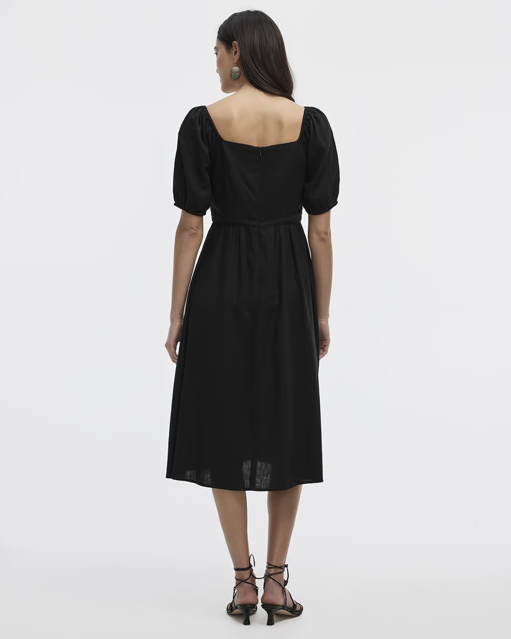 Milkmaid Midi Dress with Bubble Sleeves