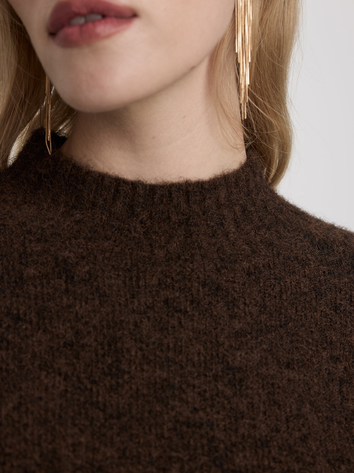 Long-Sleeve Mock-Neck Wool-Blend Sweater