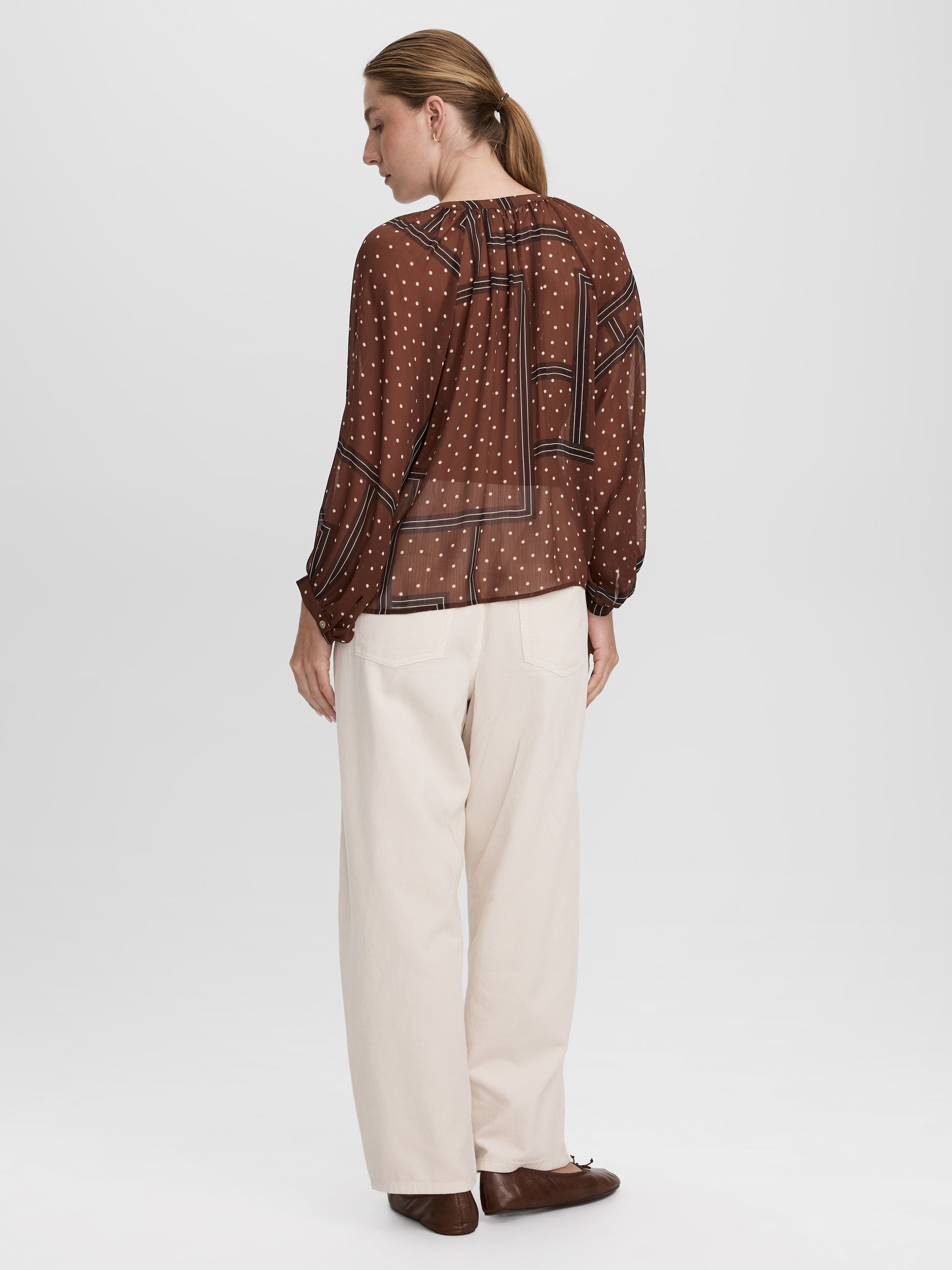 Long-Sleeve Loose Chiffon Blouse
