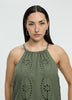 Sleeveless Maxi Dress with Halter Neckline