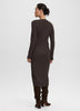 Long-Sleeve V-Neck Buttoned-Down Midi Dress