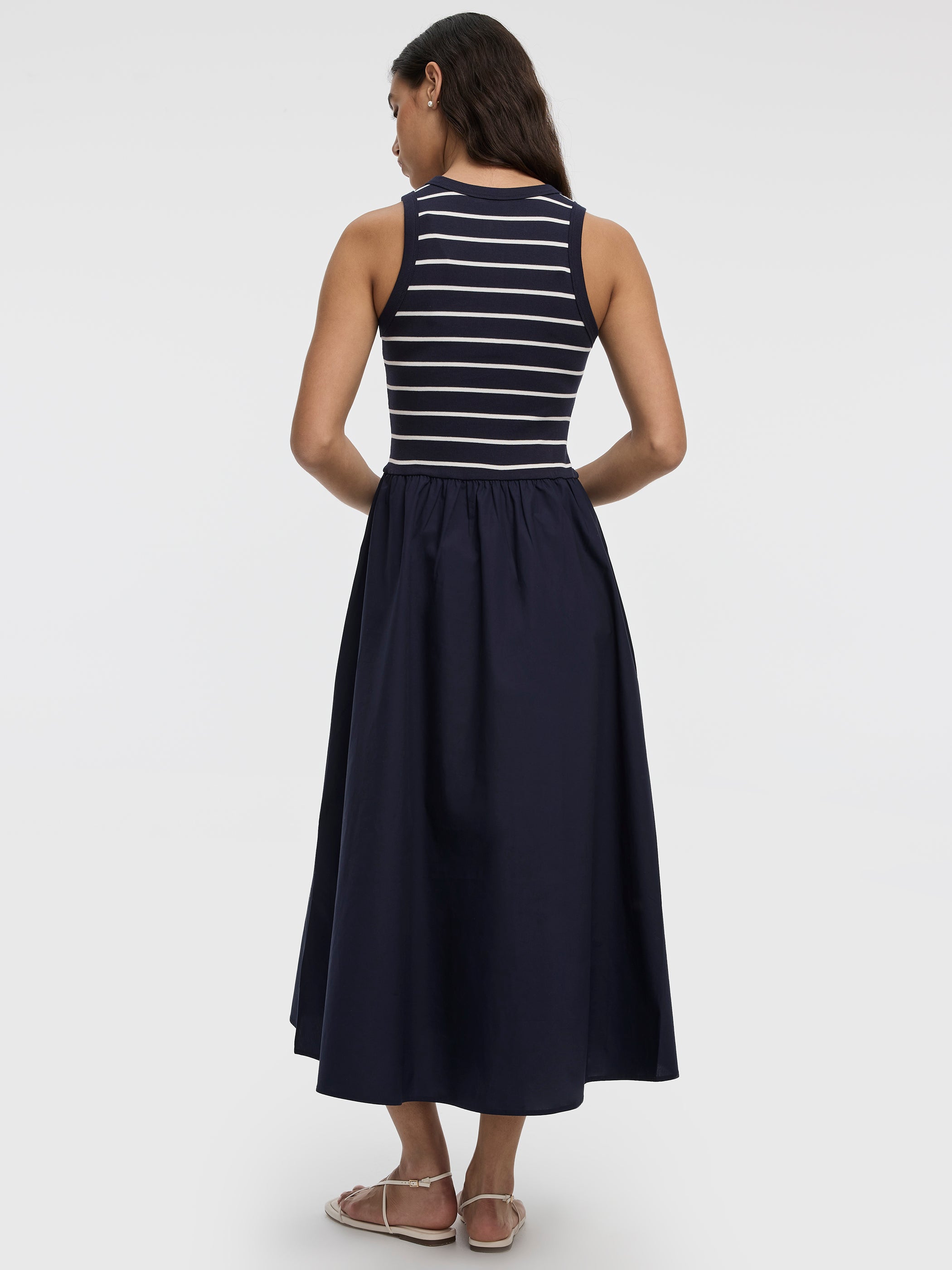 Sleeveless Mix-Media Maxi Dress