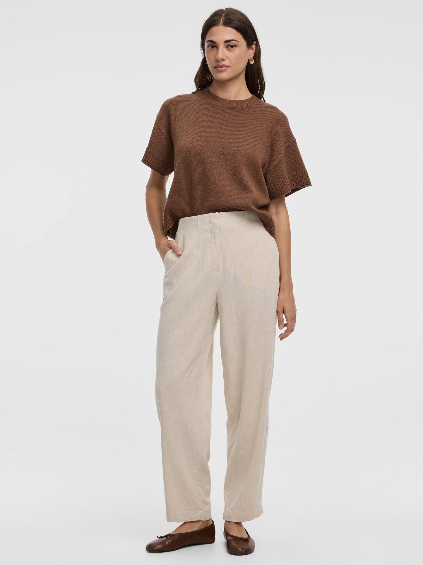 Linen Blend Barrel Pant