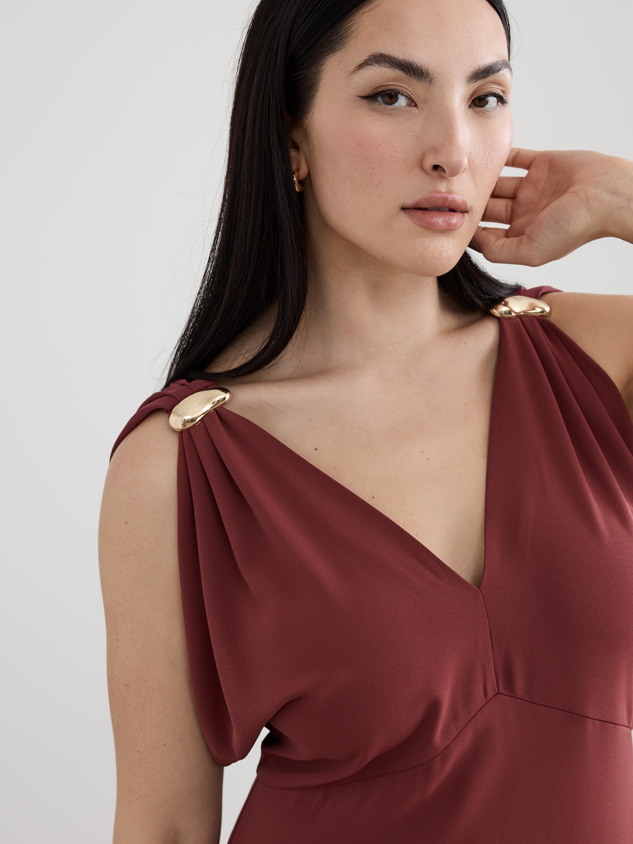 Sleeveless V-Neck Pencil Fitted Dress