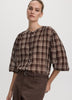 Crew-Neck 3/4-Puffy-Sleeve Blouse