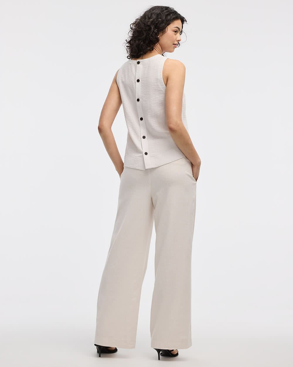 Sleeveless Crew-Neck Blouse