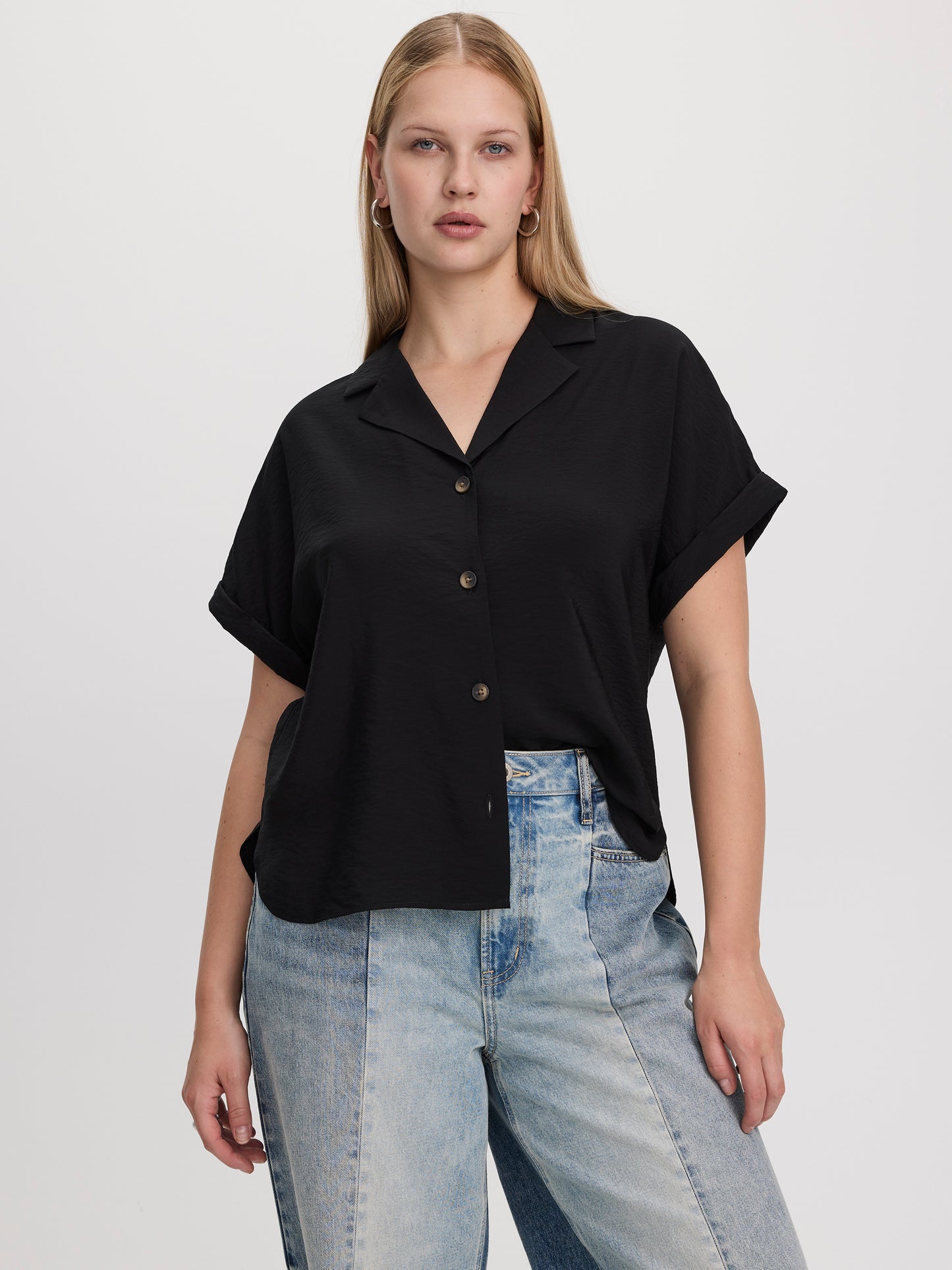 Short-Sleeve Shirt with Notch Collar