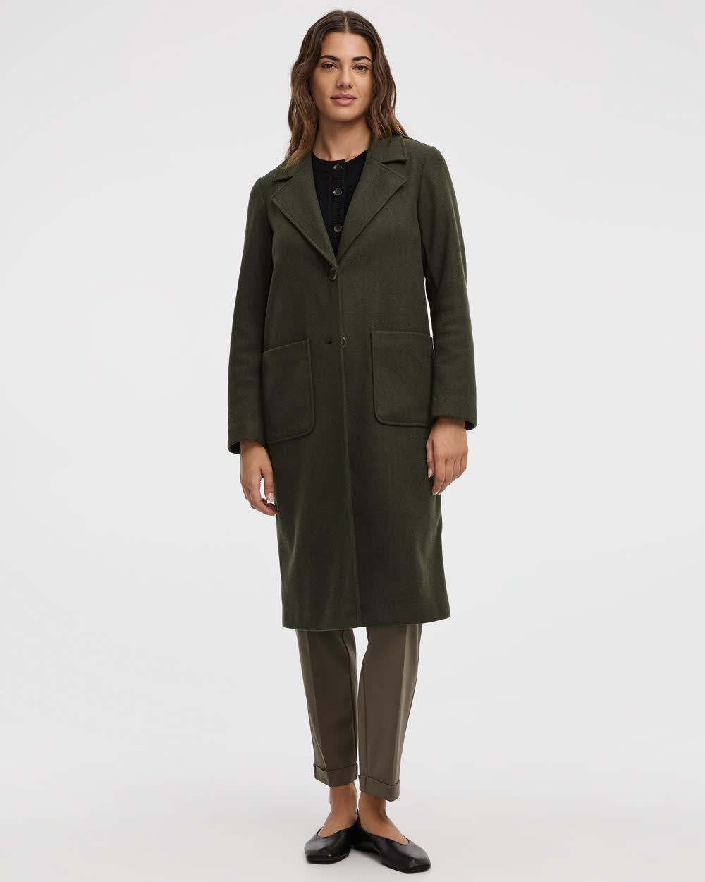 Long Coat with Two-Button Closure