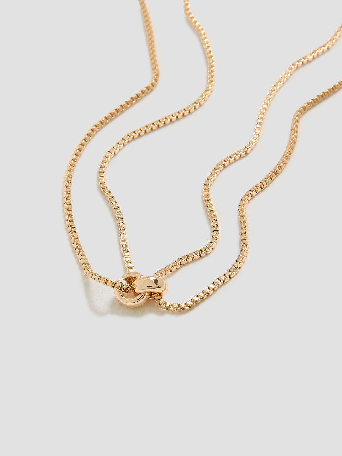 Double-Chain Short Necklace with Link Pendant