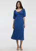 Short-Sleeves Scoop-Neck Empire Midi Dress