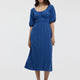 Short-Sleeves Scoop-Neck Empire Midi Dress