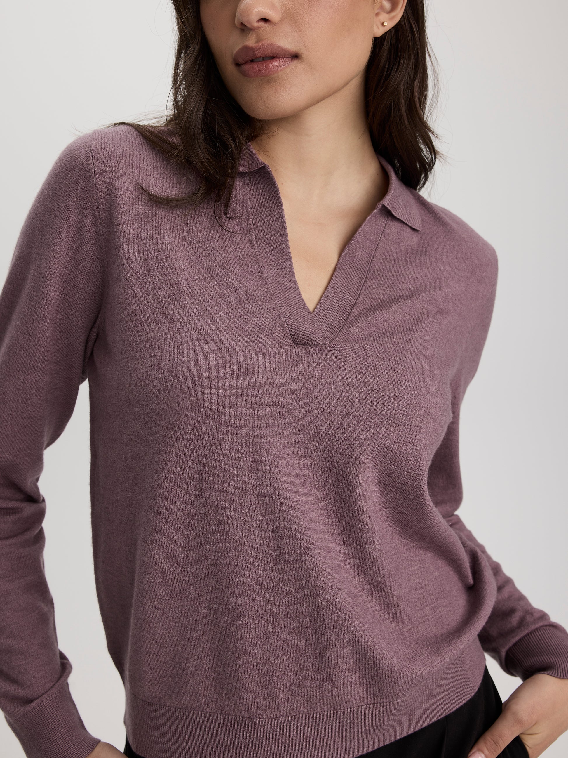 Long-Sleeve Sweater with Johnny Collar - R Essentials