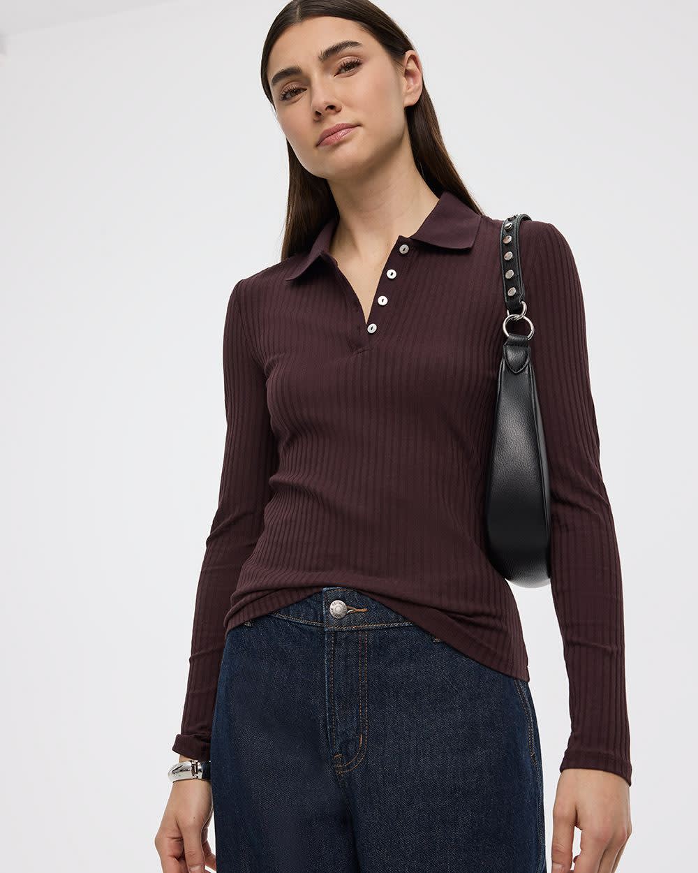 Long-Sleeve Polo Sweater