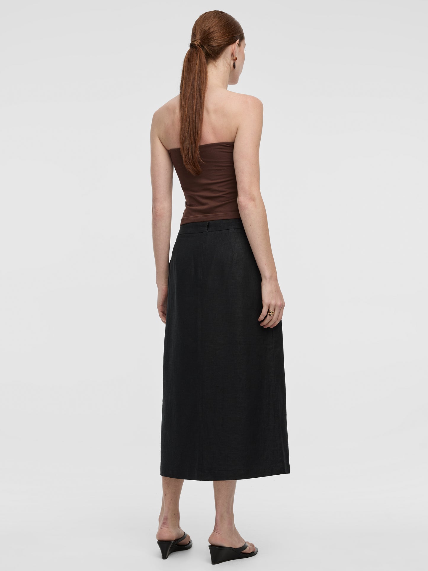 Linen-Blend Wrap Maxi Skirt