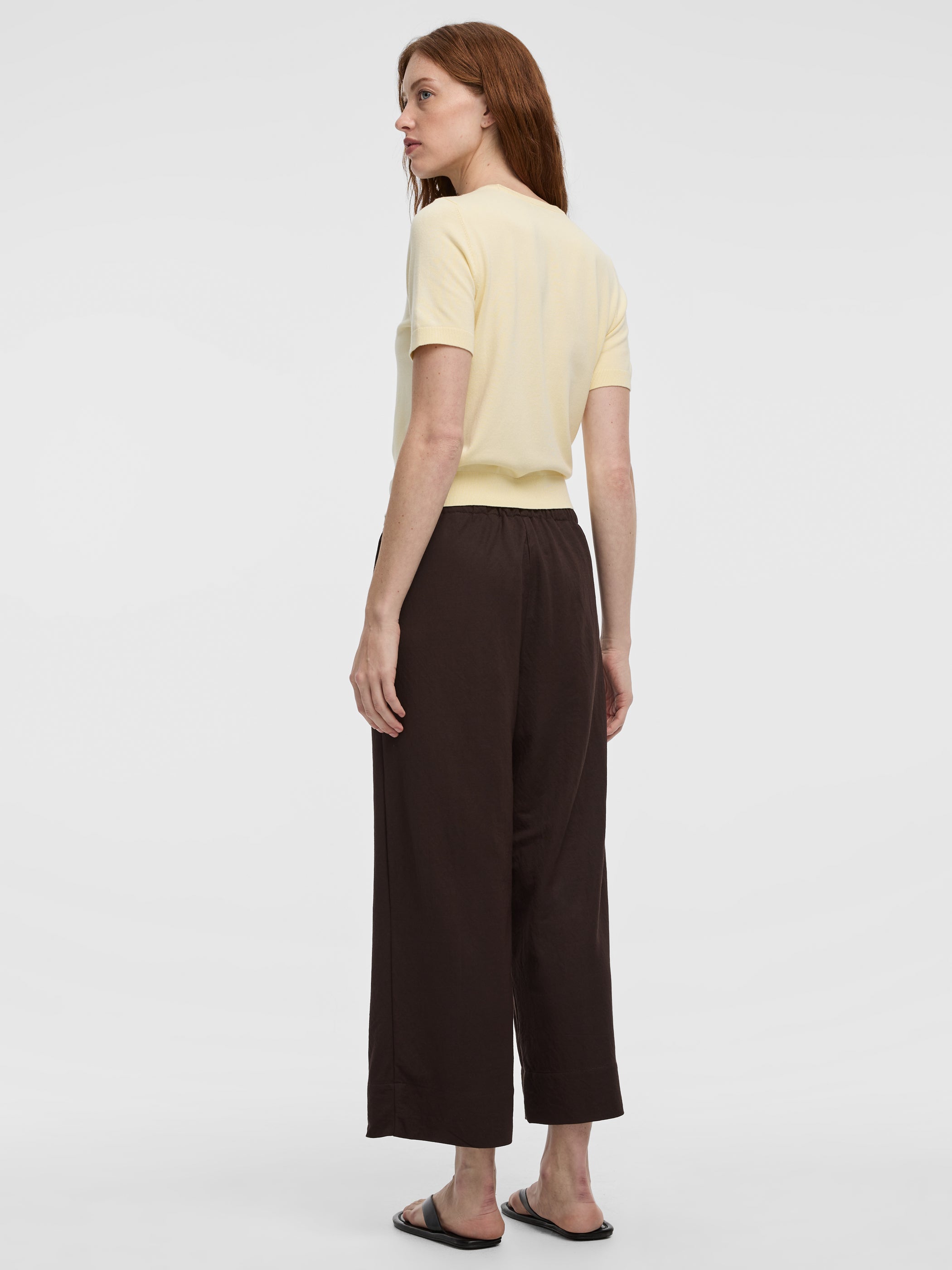 Wide-Leg Cropped Piqué Pant