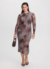 Long-Sleeve Mesh Midi Dress with Side Shirrings