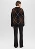 Long-Sleeve V-Neck Loose Intarsia Cardigan