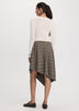Plaid Midi Skirt with Asymmetrical Hem