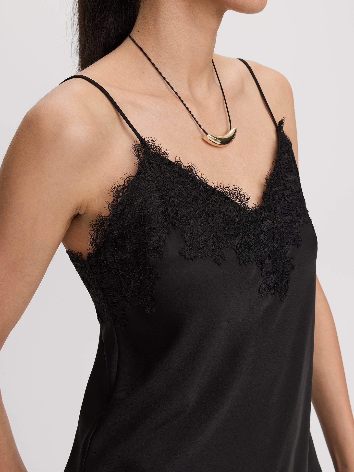 V-Neck Cami with Lace Trim