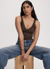V-Neck Cami with Lace Trim