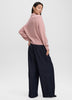 Long-Sleeve Boxy Sweater with Johnny Collar