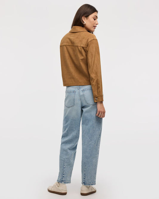 Cropped Faux-Suede Jacket