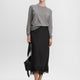 Satin Midi Skirt with Lace Trim