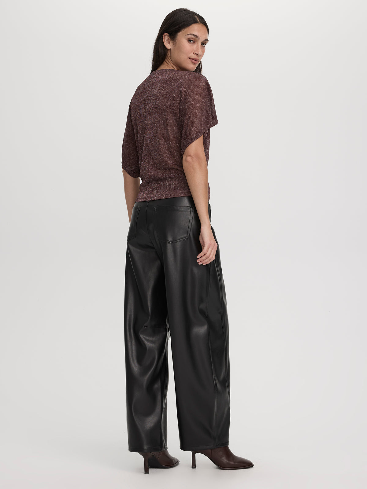 Boatneck Dolman Short Sleeve Top – Shimmer Knit