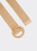 Elastic Straw Belt with Round Wooden Buckle