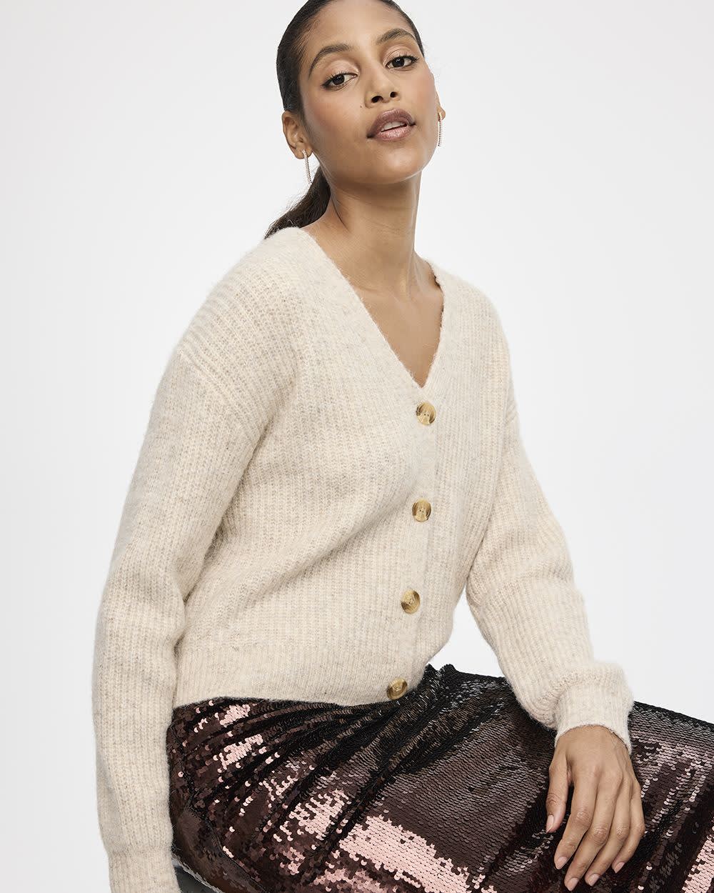 Cardigan ample à manches longues et col V