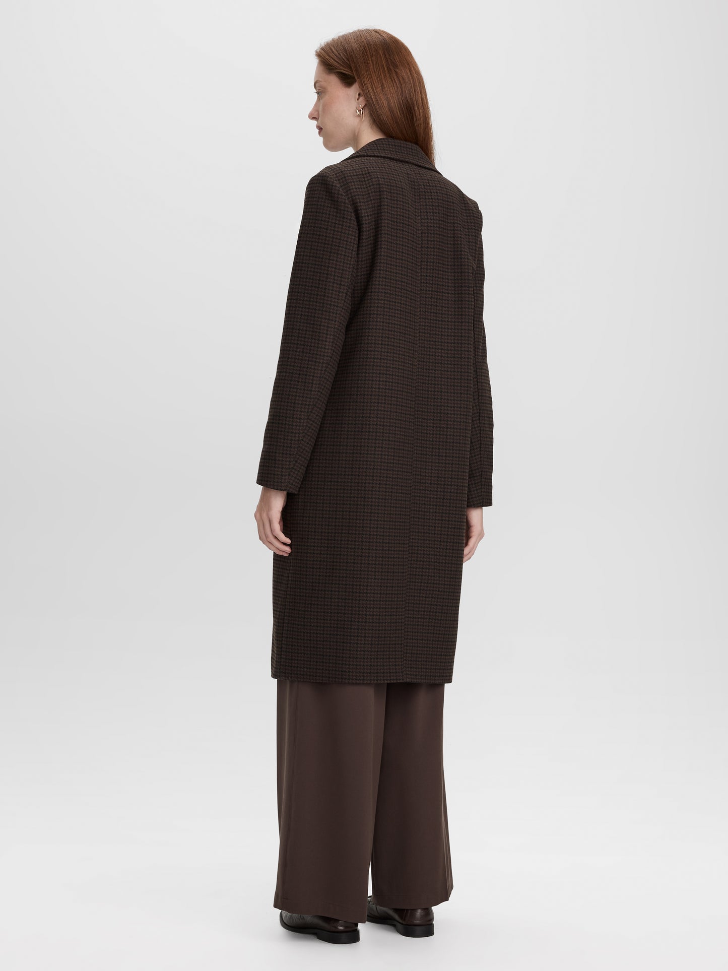 Houndstooth Wool-Blend Coat