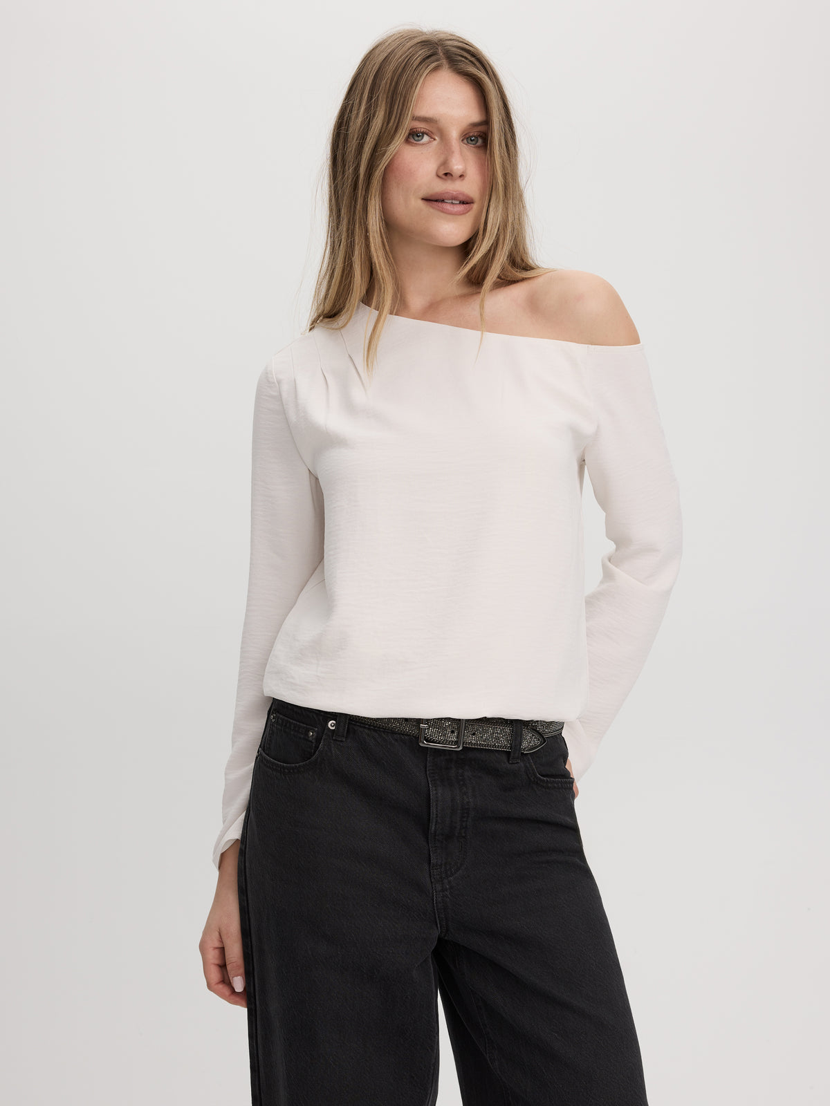 Long-Sleeve Off-the-Shoulder Blouse