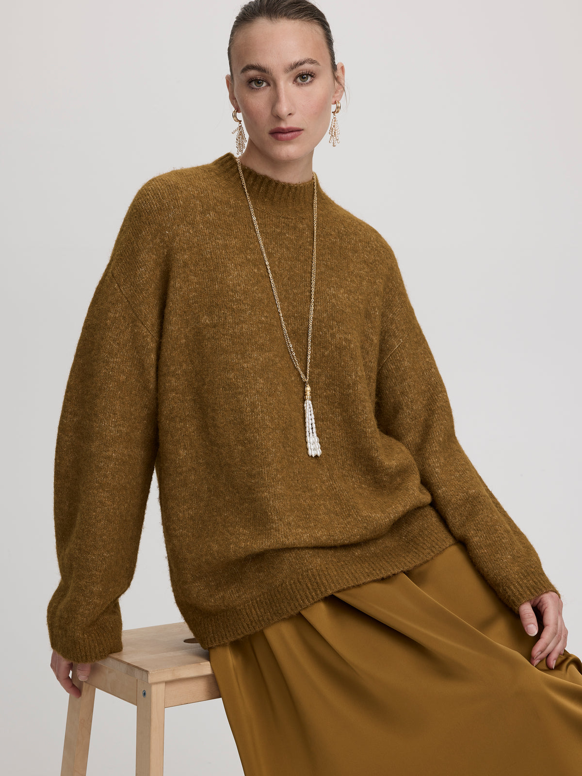 Long-Sleeve Mock-Neck Wool-Blend Sweater
