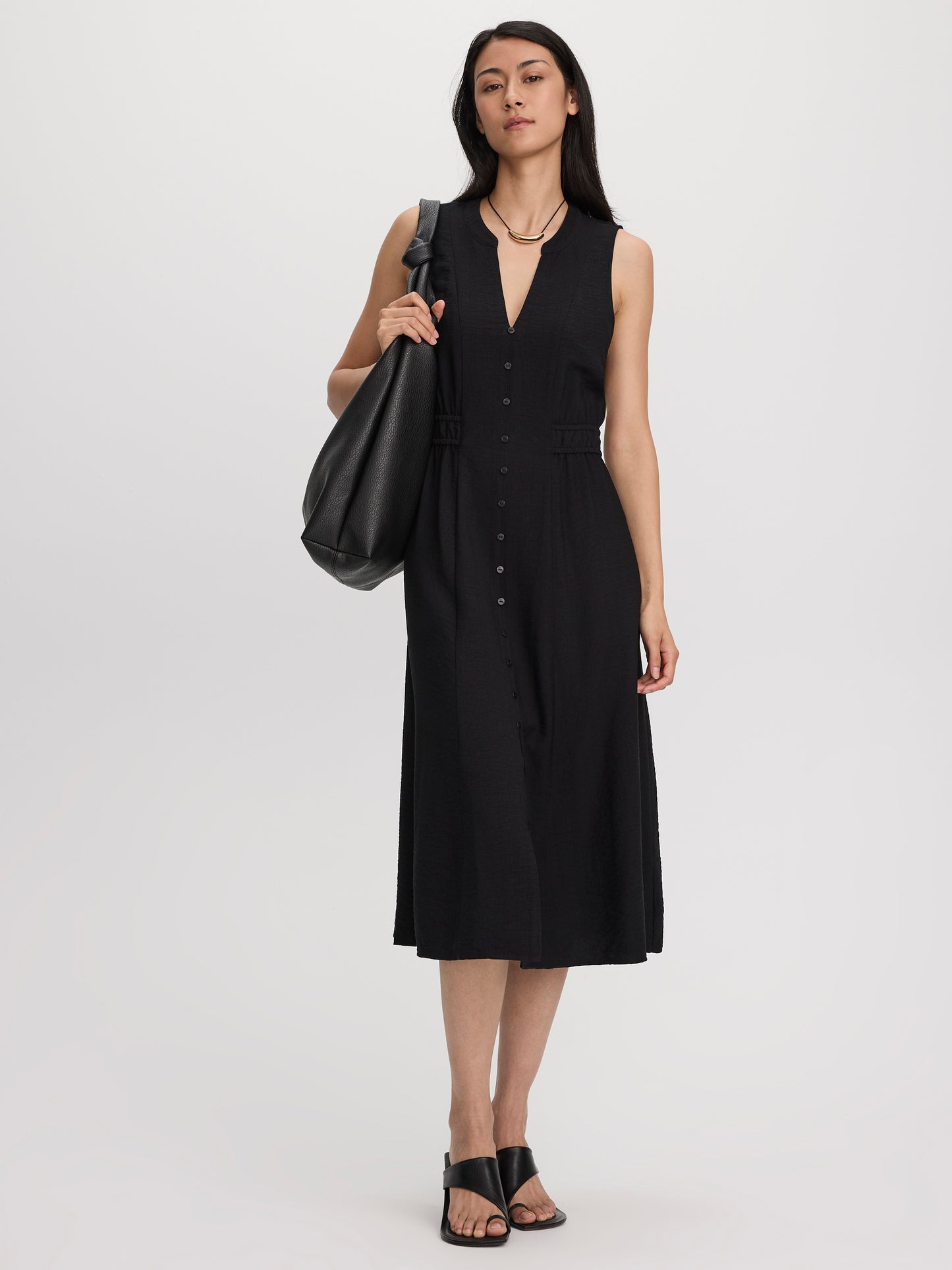 Sleeveless Midi Shirtdress