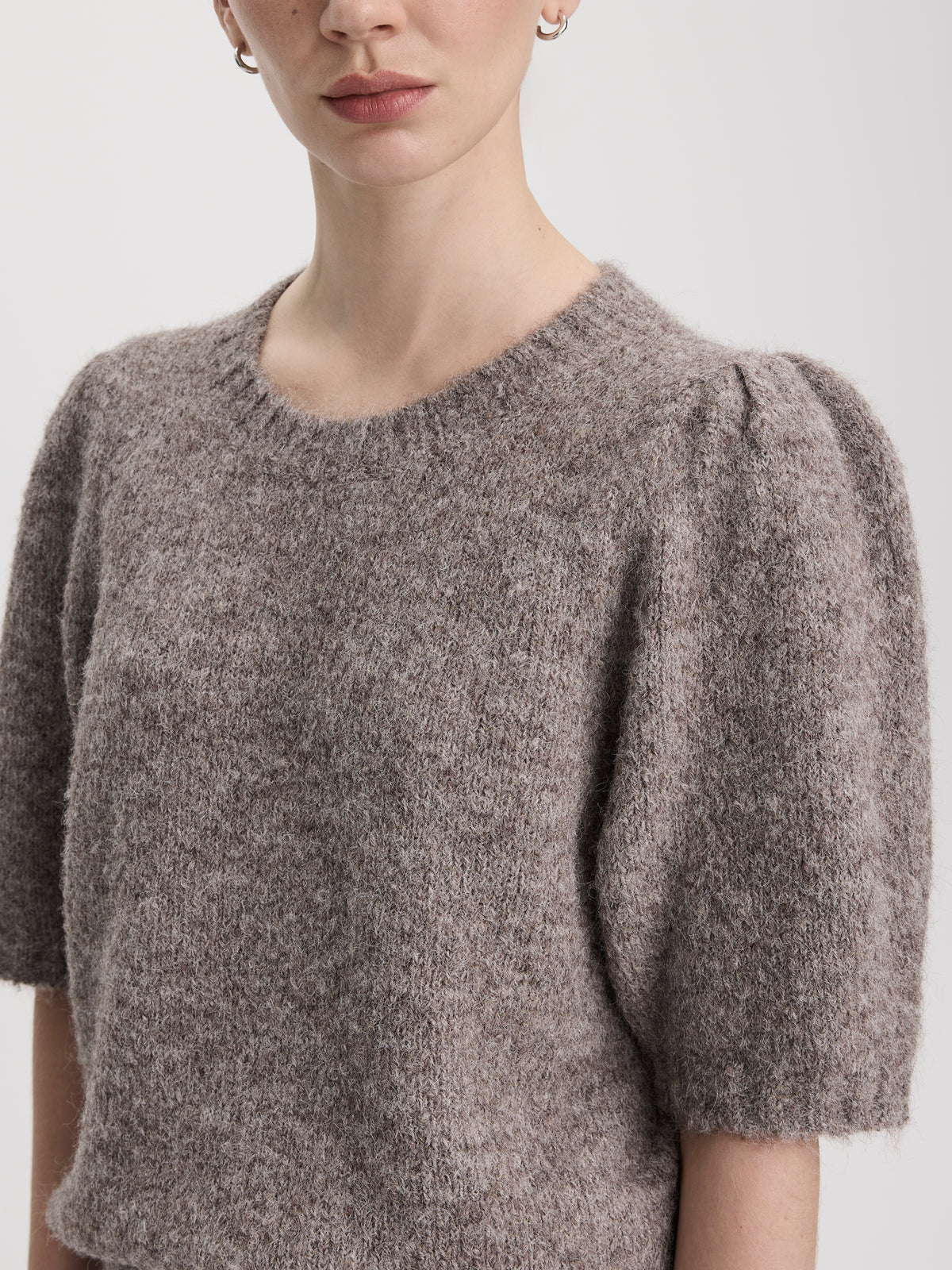 Elbow-Sleeve Crew-Neck Sweater