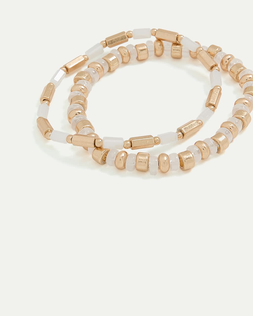 Beaded Elastic Bracelets - Set of 2